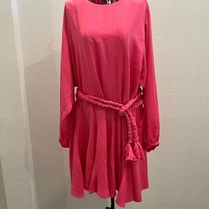 Elegant Pink Dress with Braided Belt